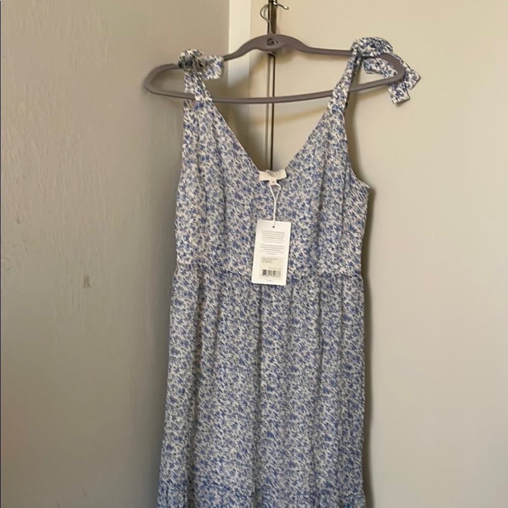 Sezane Blue Floral Midi Dress